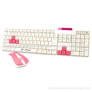 Wireless Computer Set/Cordless Keyboard and Mouse with 104 Standard Keys, FCC, RoHS Marks